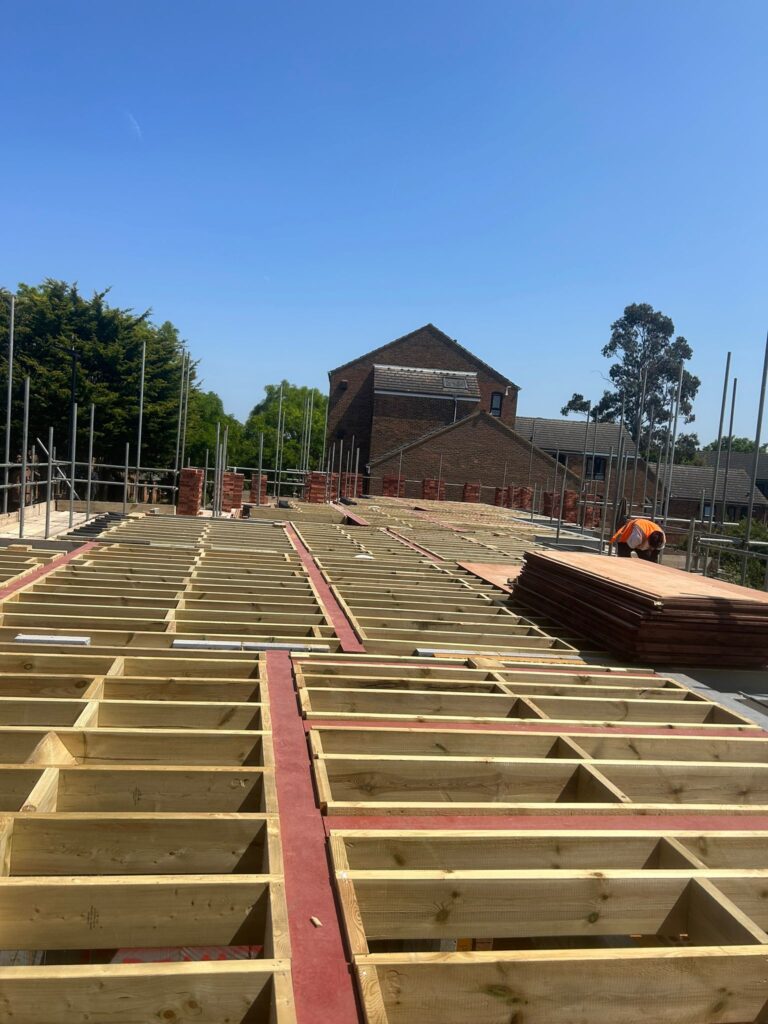 under construction building roof