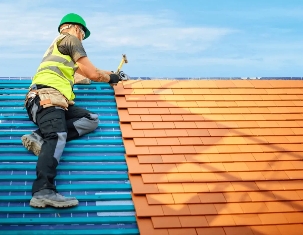 roofing specialist working